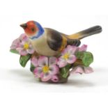 Herend of Hungary hand painted bird perched on a branch, 12cm in length :For Further Condition