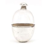 Victorian silver mounted glass hip flask, indistinct makers mark, London 1900, 11cm high :For