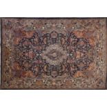 Very fine rectangular Persian Kerman Laver carpet, having an all over traditional design onto