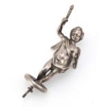 Unmarked silver model of putti holding a torch, 9cm high, 72.8g :For Further Condition Reports