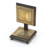Antique oak backed brass sundial and compass, 15.5cm high :For Further Condition Reports Please