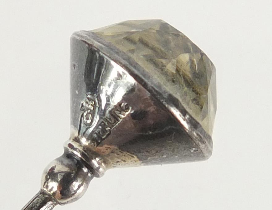 Three Art Nouveau silver hat pins by Charles Horner, the amethyst example Chester 1912, the - Image 4 of 6