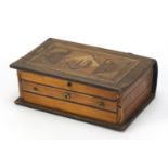 19th Century French prisoner of war straw work box in the form of a book with hinged lid and
