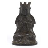 Chinese patinated bronze deity, 17.5cm high :For Further Condition Reports Please visit Our Website,