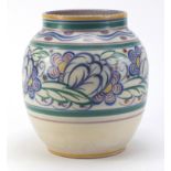 Large Poole Carter Stabler & Adams pottery vase, hand painted with stylised flowers, impressed marks