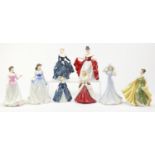 Eight Royal Doulton figurines including Charlotte HN4092, the largest 23cm high :For Further