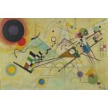 Manner of Wassily Kandinsky - Abstract composition, geometric shapes, Russian school oil, framed,