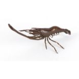 Japanese patinated bronze shrimp, 14cm in length :For Further Condition Reports Please visit Our