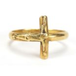 Antique 18ct gold crucifix ring, marked 750, size Q, 4.0g :For Further Condition Reports Please