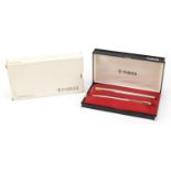 Vintage Parker Flighter Deluxe fountain pen and ball point pen set with case, the fountain pen