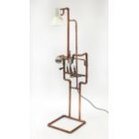 Vintage industrial style copper pipe work floor standing lamp, 142cm high :For Further Condition