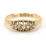 Victorian 18ct gold diamond five stone ring, size P, 2.6g :For Further Condition Reports Please