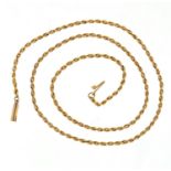 Unmarked gold rope twist necklace (tests as 9ct), 44cm in length, 6.5g :For Further Condition