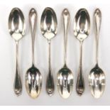 Set of six Victorian silver teaspoons by Josiah Willams & Co, London 1869, 11cm in length, 68.2g :