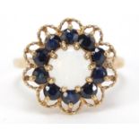 9ct gold opal and sapphire ring, size T, 4.0g :For Further Condition Reports Please visit Our