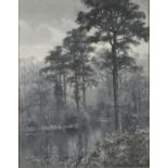 Walter Boodle - Water through Woodland, oil on canvas, mounted and framed, 49.5cm x 38cm :For