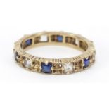 9ct gold blue and clear stone eternity ring, size L, 2.2g :For Further Condition Reports Please