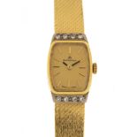 Ladies 18ct gold Bucherer diamond set wristwatch with 18ct gold strap, 30.2g :For Further