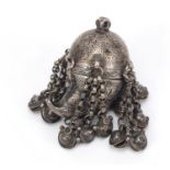 Persian unmarked silver poison three section pendant, 4cm in length 31.2g :For Further Condition