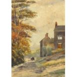 Lady Muriel Fox Strangeways - Going Down Mill Lane, Abbotsbury, signed watercolour, 25cm x 17.5cm :