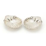 Pair of Victorian Silver shell shaped dishes by Daniel George Collins, Birmingham 1904, 13cm in