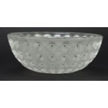Lalique Nemours pattern frosted glass bowl etched Lalique France to the base, 25.5cm diameter :For