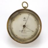 Military interest brass cased compensated barometer by Negretti & Zambra of London with engraved