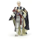 Continental hand painted porcelain figure of a King, 27.5cm high :For Further Condition Reports