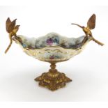 Continental porcelain centre piece with gilt metal mounts, decorated with lovers, 29cm H x 40cm W :