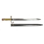 Argentinian Military interest 1891 model bayonet with scabbard by Weyersberg Kirschbaum & Co, 54cm