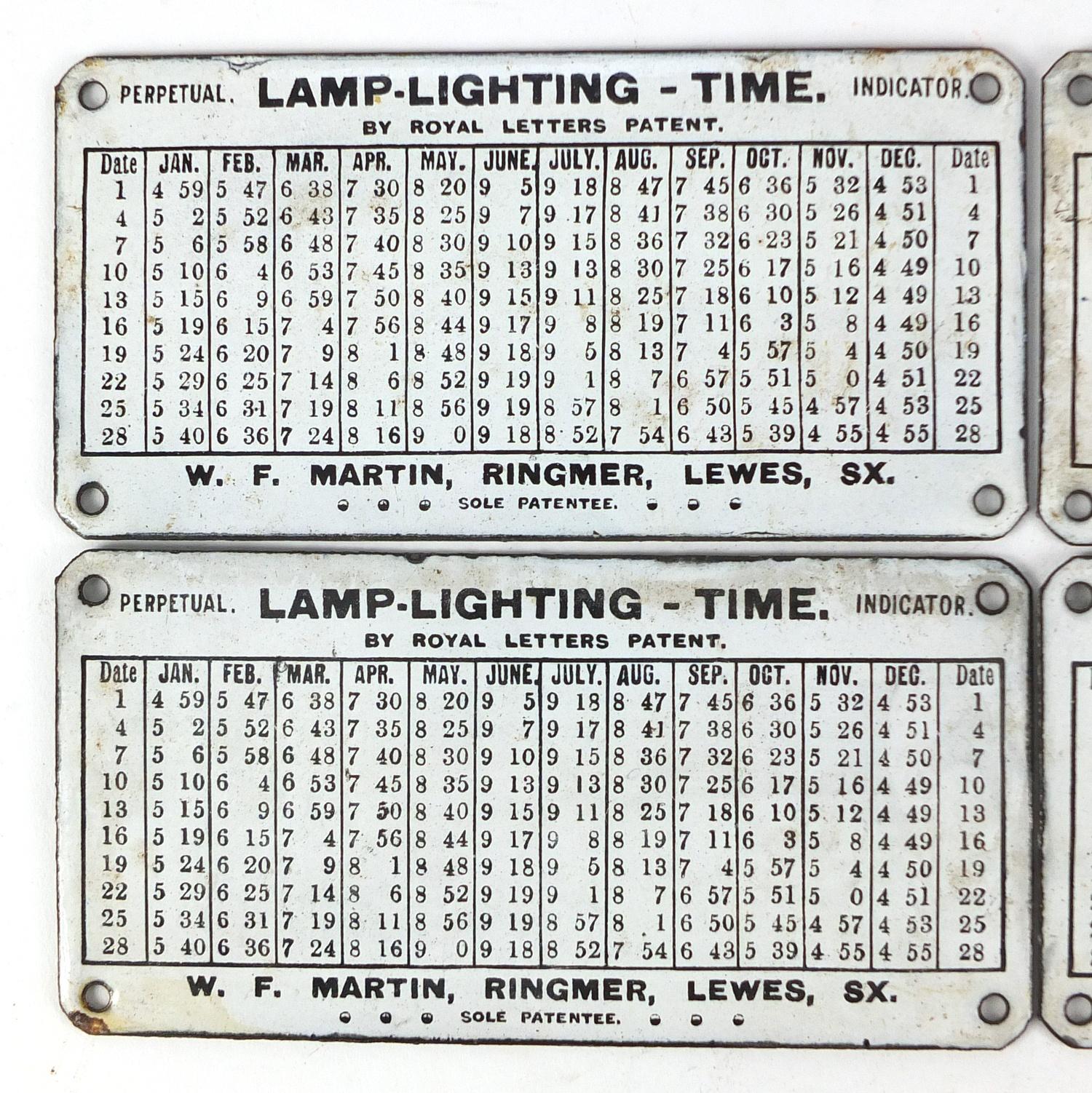 Set of four vintage lighting lamp time perpetual indicator enamel advertising plaques by Royal - Image 2 of 4