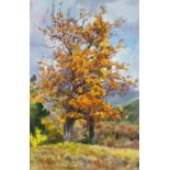Alexander Zaveshinsky - Autumn Trees, watercolour, mounted and framed, 59cm x 37.5cm :For Further