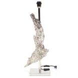 Modernist silvered sculptural table lamp, 70.5cm high :For Further Condition Reports Please visit