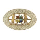 Sterling silver gilt and guilloche enamel City of Ottawa Advance brooch, 6.5cm in length, 25.0g :For