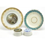 Victorian china including a Staffordshire plate and cherry toothpaste pot and cover : For Further