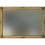 Large cream and gilt framed mirror with bevelled glass, 103cm x 73cm : For Further Condition Reports