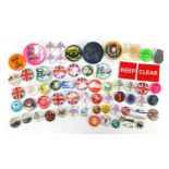 Collection of mostly vintage badges including RNLI and Cadburys chocolate : For Further Condition