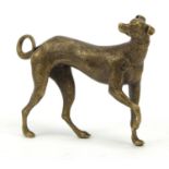 Patinated bronze greyhound, 7cm in length : For Further Condition Reports Please visit Our