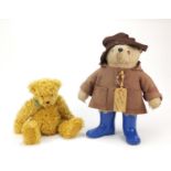 Paddington Bear soft toy and a articulated Teddy bear with growler, the largest 46cm high : For