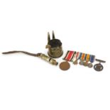 Militaria including a British military WWI dress medal group and a Canada trench art ashtray : For