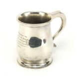 Military interest silver plated tankard engraved Presented to Lieut E A Smith by the Officers of C