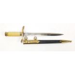 German military interest dagger with scabbard, 39.5cm in length : For Further Condition Reports