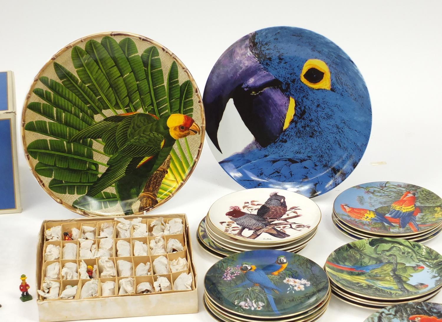 China and glassware including bird collectors plates, hand painted pottery chess set and a John - Image 3 of 5