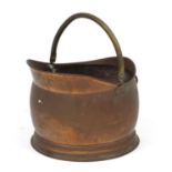 Victorian copper and brass coal scuttle with swing handle, 26cm high excluding handle : For