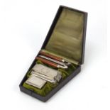 Vintage gentleman's grooming kit with fitted leather case : For Further Condition Reports Please