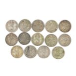 Group of British pre 1947 silver three penny bits : For Further Condition Reports Please visit Our