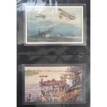 Edwardian and later postcards including some military interest, arranged in two albums : For Further