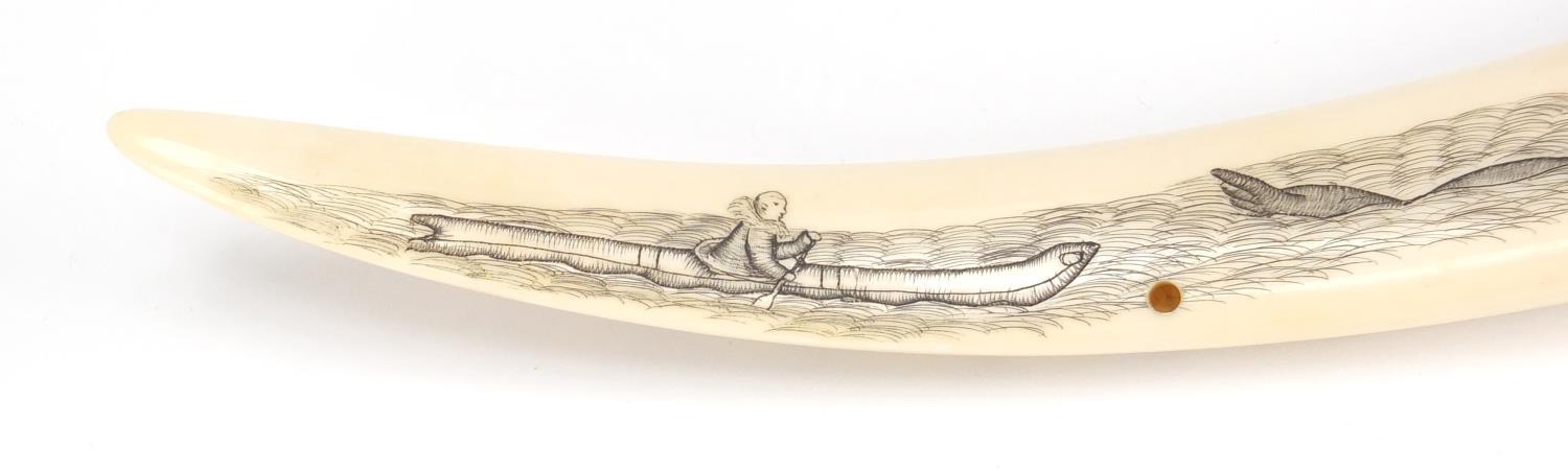 Scrimshaw style cribbage board, 24 cm in length : For Further Condition Reports Please visit Our - Image 2 of 7