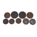 Antique British and world copper coins and tokens including 1797 cartwheel twopences : For Further