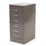 Metal six drawer filing cabinet, 64cm H x 29cm W x 39cm D : For Further Condition Reports Please